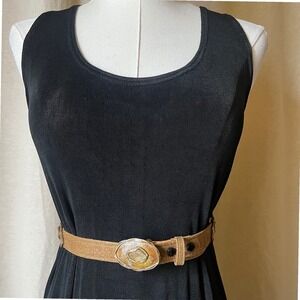 Elaine Coyne 1981 Signed Copper Concho Leather Belt Adjustable 25-29"